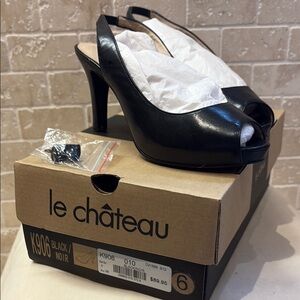 Le Chateau Black Platform Heels with Slingback